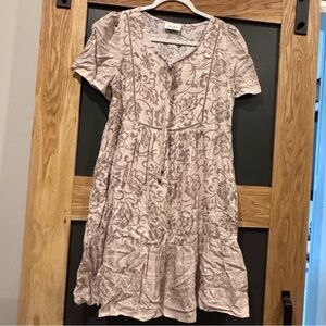 Aura Cream Taupe Floral Mini Dress